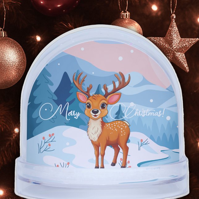 Merry Christmas Cute Cartoon Reindeer in winter  Snowglobe (Creator Uploaded)