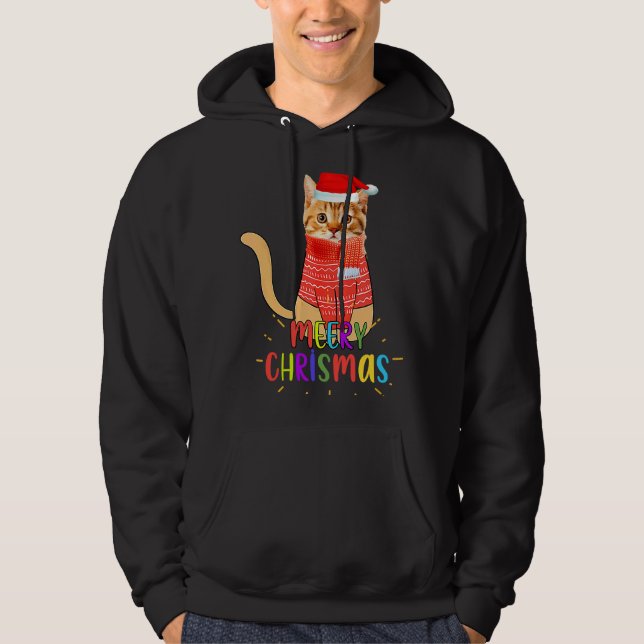 Merry Christmas Cute Cat Christmas For Lovers Hoodie (Front)