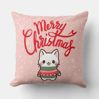 Merry Christmas Cute Cat Cushion