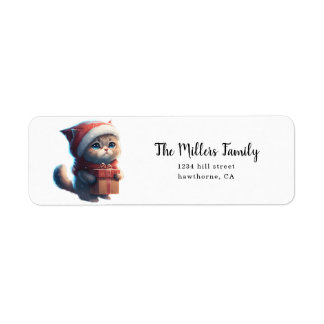 Merry Christmas Cute Cat Label Return Address Label