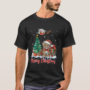 Merry Christmas Cute Cheetah Santa Hat Cheetah Lov T-Shirt