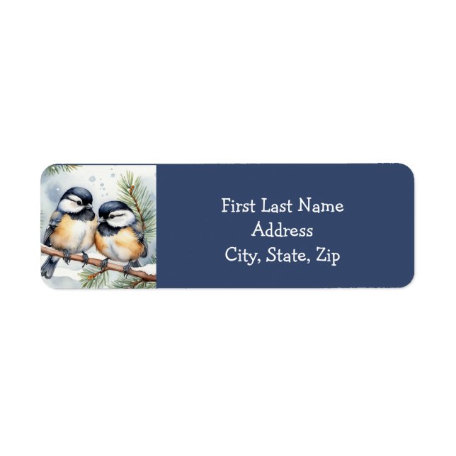 Merry Christmas  Cute Chickadee Birds Return Address Label (Front)