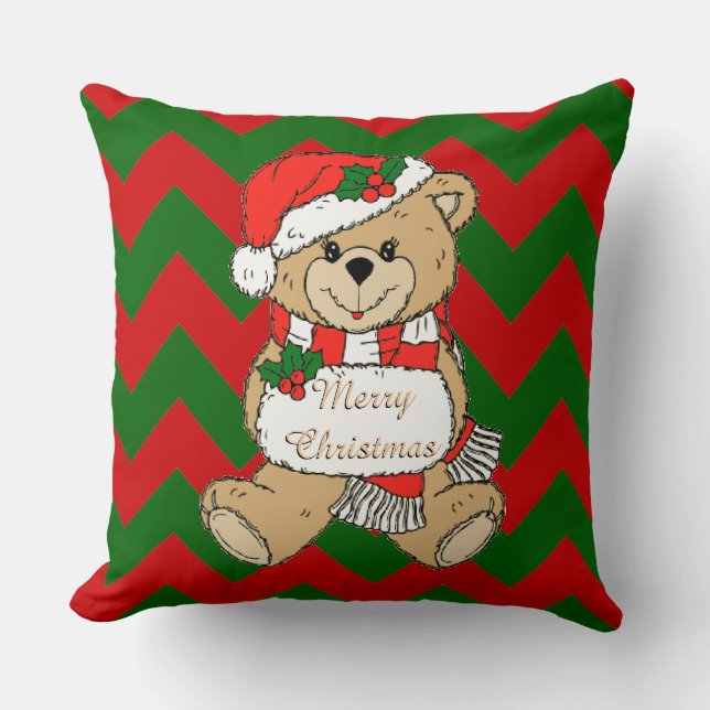 Merry Christmas Cute Christmas Bear Nursery Cushion (Front)