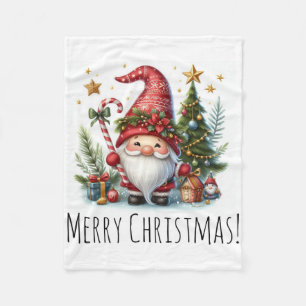 Merry Christmas Cute Christmas Gnome And More Fleece Blanket