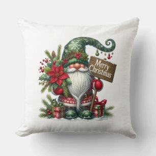 Merry Christmas Cute Christmas Gnome Cushion