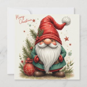 Merry Christmas Cute Christmas Gnome  Holiday Card
