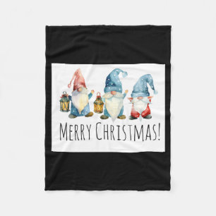Merry Christmas Cute Christmas Gnomes Fleece Blanket