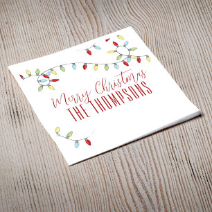 Merry Christmas Cute Colourful String Lights Napkin