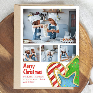 Merry Christmas Cute Cookie Photo Collage Holiday Card