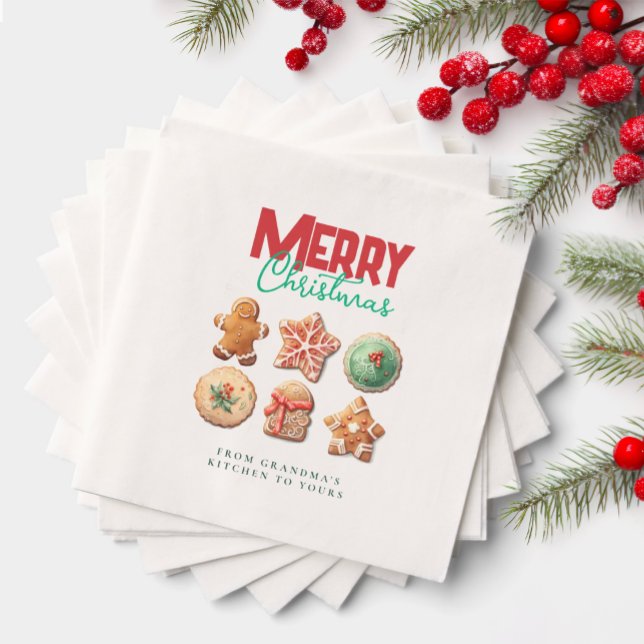 Merry Christmas Cute Cookies Holiday Baking Party Napkin (Creator Uploaded)