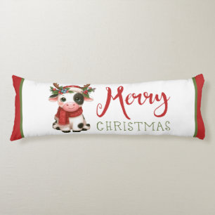 Merry Christmas cute cow  Body Cushion