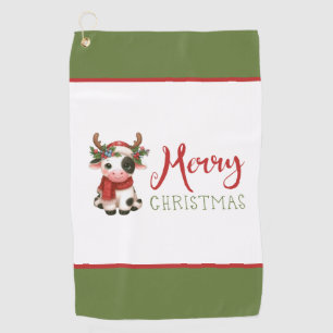 Merry Christmas cute cow Golf Towel
