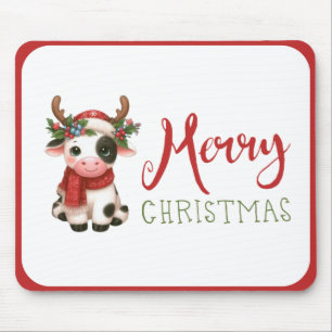 Merry Christmas cute cow Mouse Pad