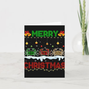 Merry Christmas Cute Crab Xmas Leopard Plaid Santa Card