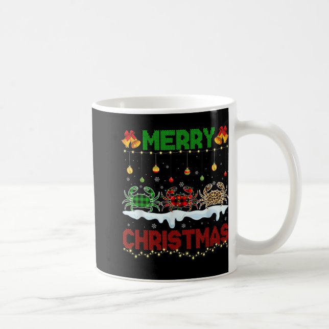 Merry Christmas Cute Crab Xmas Leopard Plaid Santa Coffee Mug (Right)