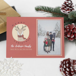 Merry Christmas Cute Deer Family Photo Holiday Card