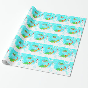 Merry Christmas Cute Dinosaurs Wrapping Paper