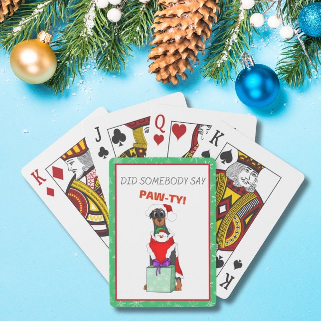 Merry Christmas Cute Doberman In Santa Outfit Playing Cards (Creator Uploaded)