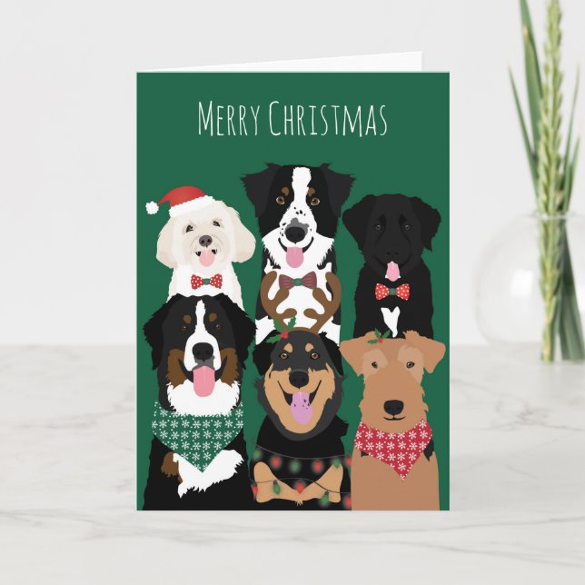 Merry Christmas Cute Dogs Card (Front)