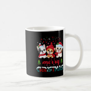 Merry Christmas Cute Dogs Red Santa Hat Christmas Coffee Mug