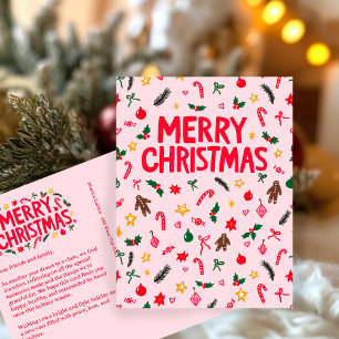 MERRY CHRISTMAS Cute Doodle Whimsical CUSTOM Postcard