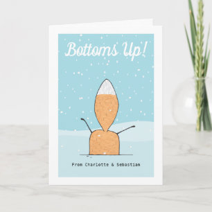Merry Christmas Cute Fox Bottoms Up Card