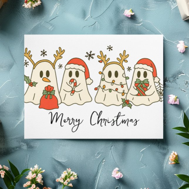 Merry Christmas Cute Ghosts  Card (Creator Uploaded)