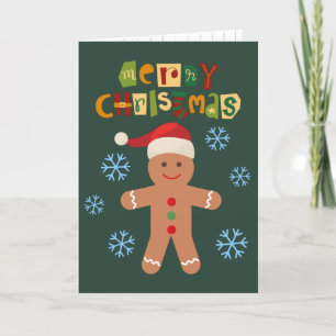 Merry Christmas Cute Gingerbread Man Holiday Card