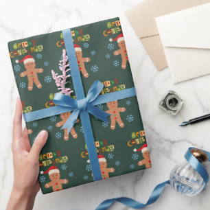 Merry Christmas Cute Gingerbread Man Wrapping Paper