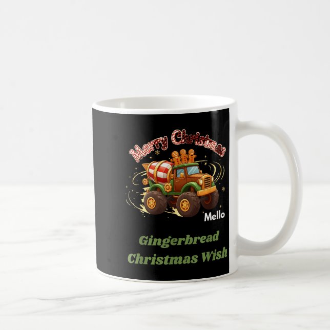 Merry Christmas Cute Gingerbread Mello Mixer Truck Coffee Mug (Right)
