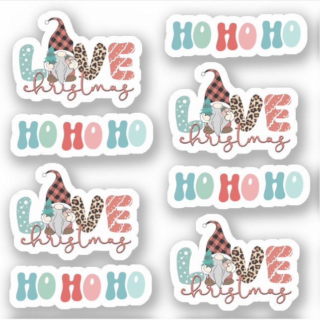 Merry Christmas Cute Gnome leopard print Blue Red (Front)