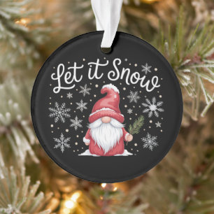 Merry Christmas Cute Gnome Let It Snow Winter Ornament