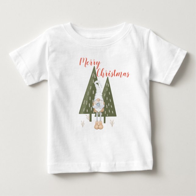 Merry Christmas Cute Gnome Matching Baby T-Shirt (Front)