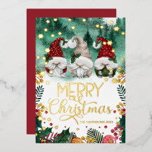 Merry Christmas Cute Gnomes Gold Stars Photo
