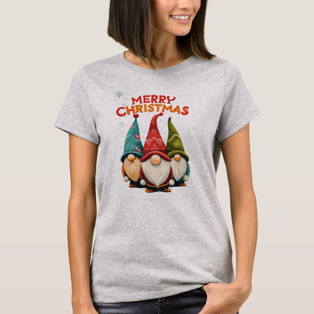 Merry Christmas cute gnomes T-Shirt (Front)