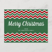 Merry Christmas Cute Green Red Wave Stripes