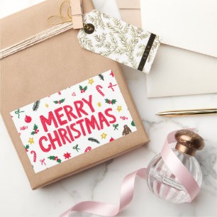 Merry Christmas Cute Hand-Drawn CUSTOM  Rectangular Sticker