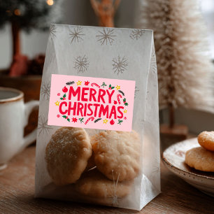 Merry Christmas Cute Hand-Drawn CUSTOM Rectangular Sticker