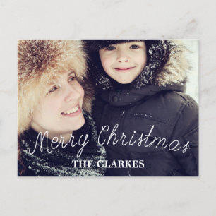 Merry Christmas Cute Handwriting & Photo Holiday Postcard