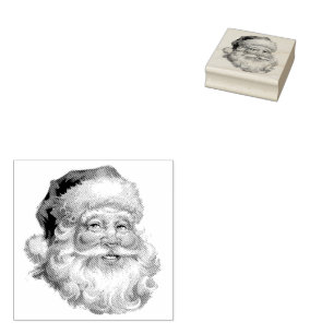 Merry Christmas Cute Happy Santa Claus Rubber Stamp