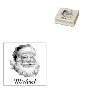 Merry Christmas Cute Happy santa Personalised Name Rubber Stamp