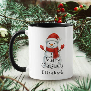Merry Christmas Cute Happy Snowman Kids Winter Coffee Mug