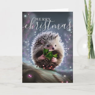 Merry Christmas Cute Hedgehog Holiday Card