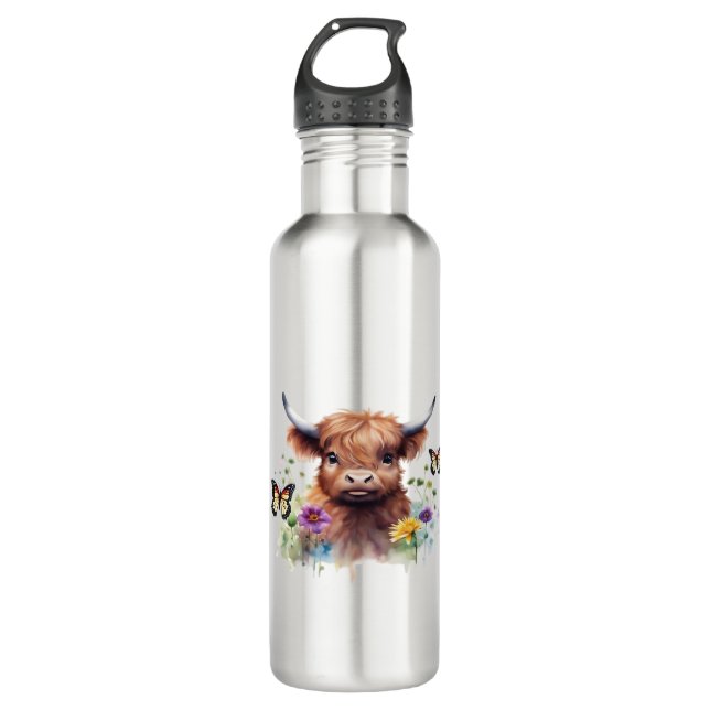 Merry Christmas Cute Highland Cow Classic T-Shirt 710 Ml Water Bottle (Front)