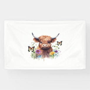 Merry Christmas Cute Highland Cow Classic T-Shirt Banner