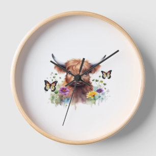 Merry Christmas Cute Highland Cow Classic T-Shirt Clock