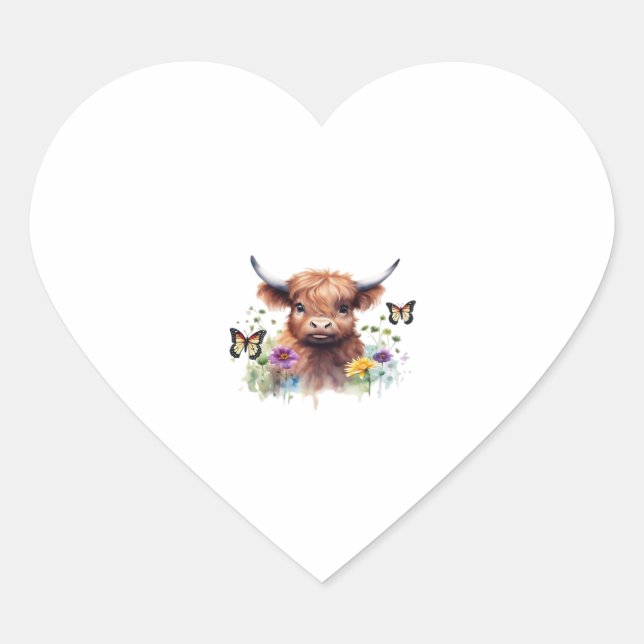 Merry Christmas Cute Highland Cow Classic T-Shirt Heart Sticker (Front)