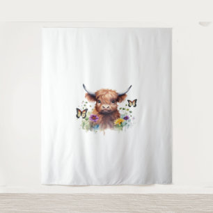 Merry Christmas Cute Highland Cow Classic T-Shirt Tapestry