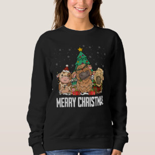 Merry Christmas Cute Highland Cows Xmas Tree Sweatshirt