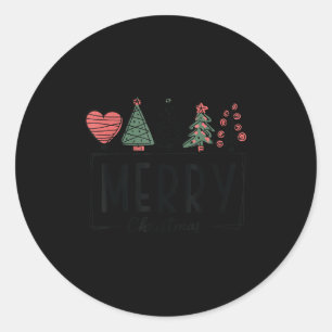 Merry Christmas Cute Holiday Christmas Tree Matchi Classic Round Sticker